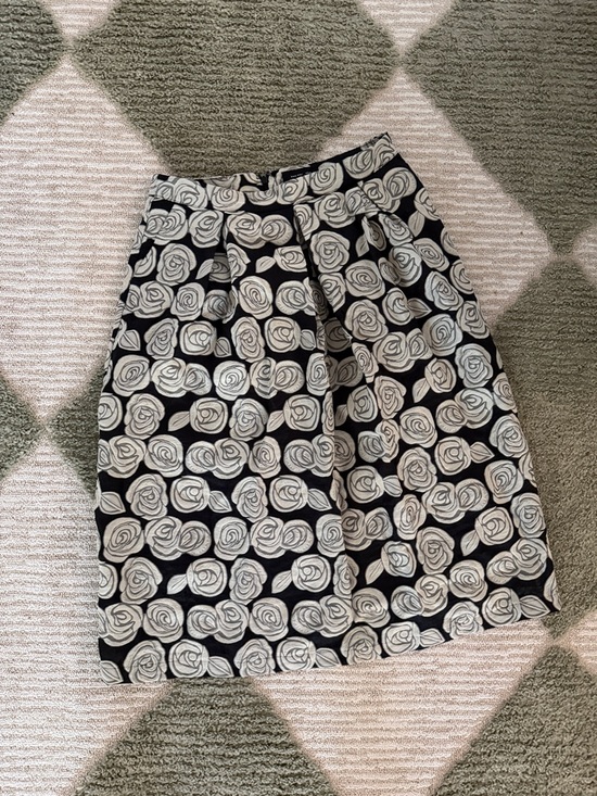 Who What Wear Dresses & Skirts - Who What Wear Black Midi Skirt with White Rose Print